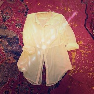Free People Sheer Tuxedo Tail Menswear Style Shirt